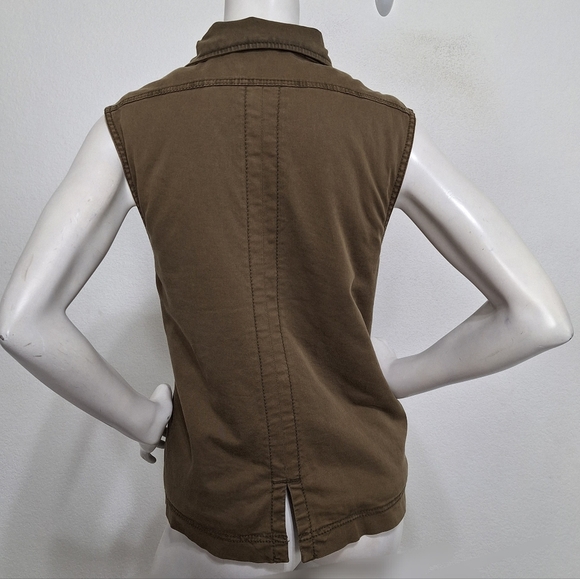 Marrakech Anthropologie Army Green Canyon Sherpa Asymmetrical Moto Vest Size L - Picture 8 of 14